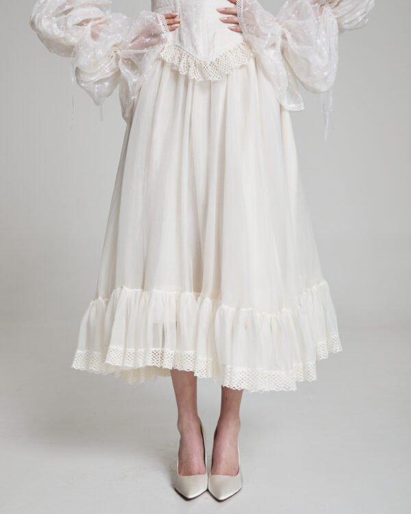 Seafoam Lace and Silk Organza Skirt