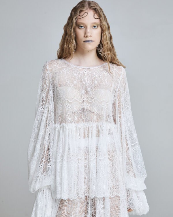 Seafoam Lace Peplum Top