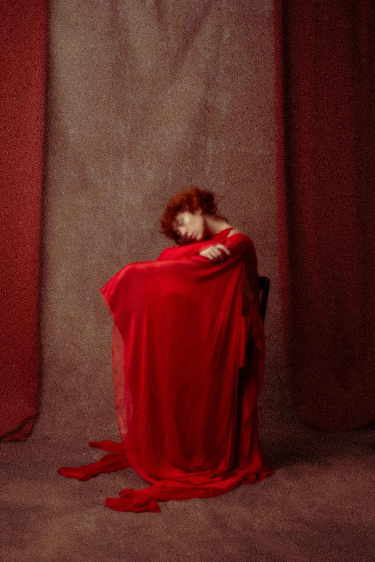 Bespoke red drape